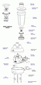 Diagram Diagram and Parts List for 1G908-CCC-G  Hamilton Beach Blender